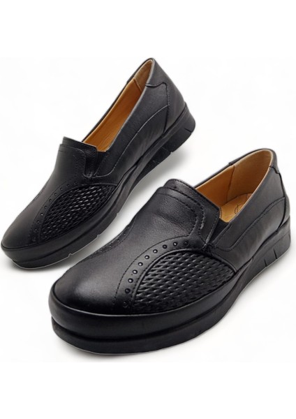 Kadın Siyah Hakiki Deri Comfort Tam Ortopedik Anne Ayakkabısı fiyatları