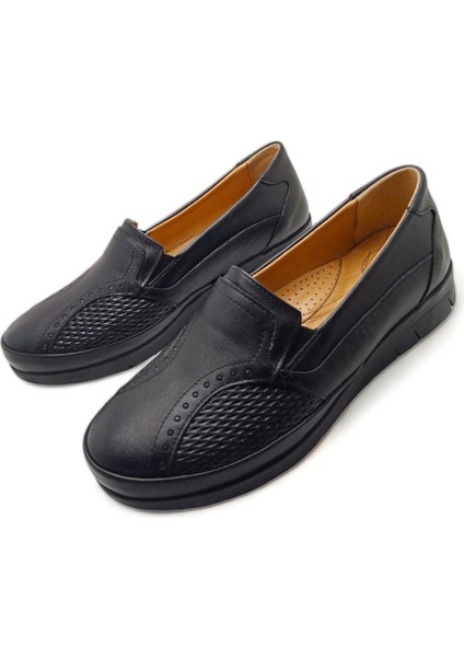 Kadın Siyah Hakiki Deri Comfort Tam Ortopedik Anne Ayakkabısı modelleri