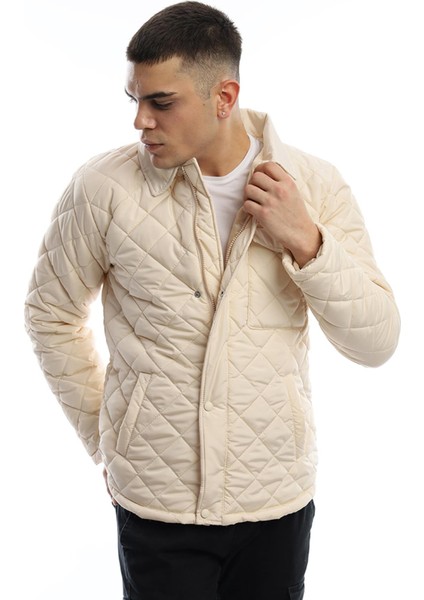 Erkek Baklava Desenli Ceket Mont Ekru fiyatları