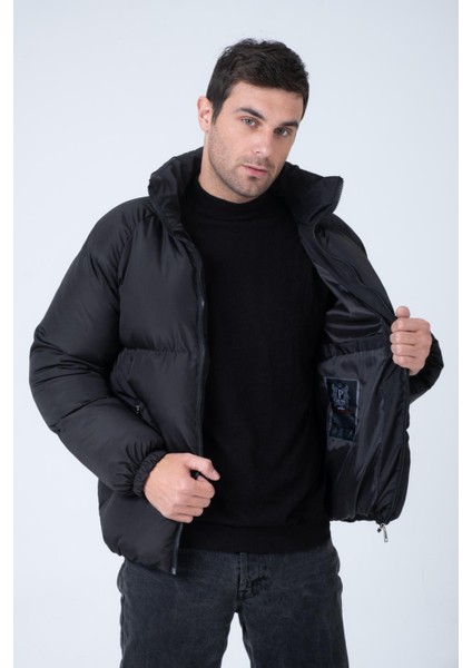 Erkek Reglan Kol Dik Yaka Age Of State Baskılı Mont Siyah fırsatları