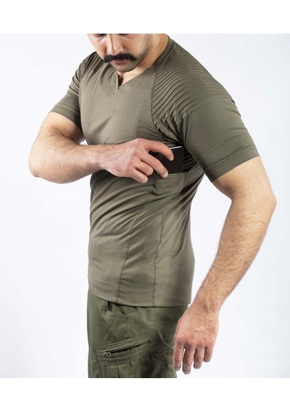 Tactical Outdoor Günlük Tişört Erkek Kısa Kollu Pamuklu Elastan Nervürlü Esnek Ter Emer TTHIN02 indirimleri