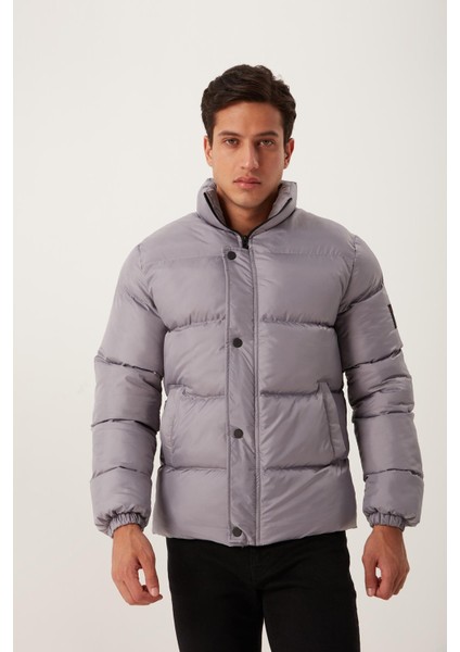 Erkek Regular Fit Şişme Mont Gri modelleri