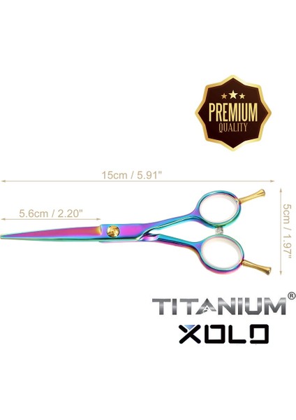Düz Uçlu Berber Kuaför Saç Kesim Makası Çift Parmak Vidalı Ayarlanabilir Rainbow XLQ577B