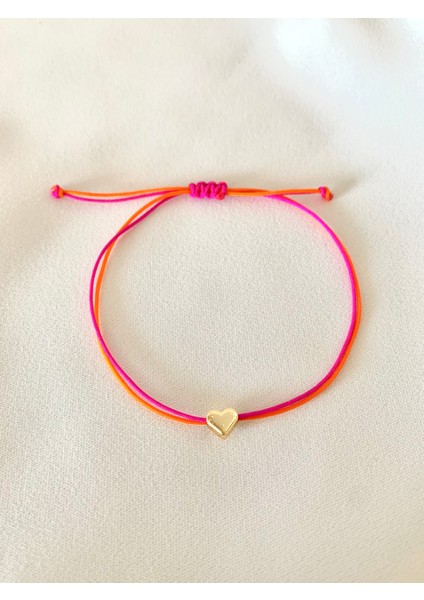 Pembe Turuncu Kalp Bileklik