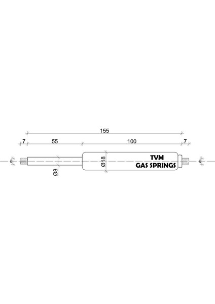 Gazlı Amortisör 155MM Açık Boy