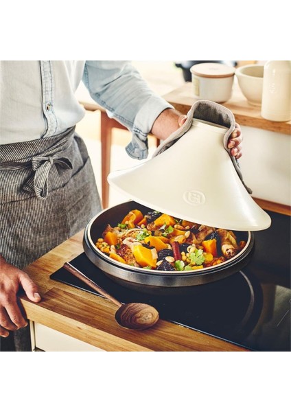 İnduksiyon Uyumlu Tajin 32cm 4 L Slate Beyaz Kapaklı/Slate modelleri