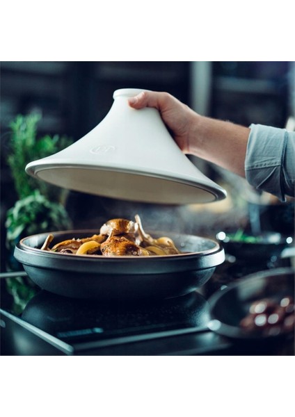 İnduksiyon Uyumlu Tajin 32cm 4 L Slate Beyaz Kapaklı/Slate indirimleri