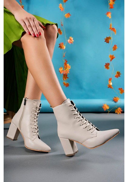 Lilethnora Kadın Topuklu Bot 0012333TEN Cilt