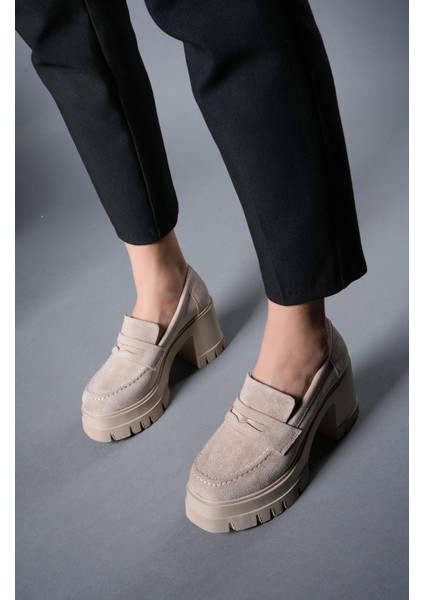 Syagroth Kadın Loafer 0012506BEJ Süet modelleri