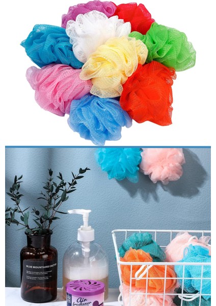 6 Adet Renkli Banyo Lifi Seti Banyo Kesesi