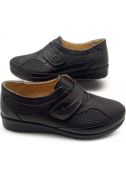 Kadın Siyah Hakiki Deri Comfort Tam Ortopedik Anne Ayakkabısı fiyatları