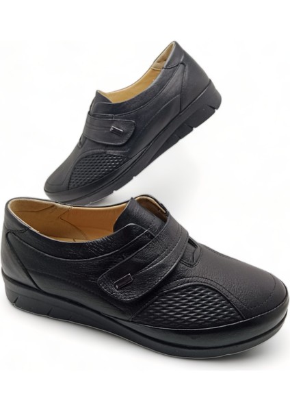 Kadın Siyah Hakiki Deri Comfort Tam Ortopedik Anne Ayakkabısı modelleri