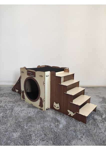 Kahverengi Krem Kedi Evi, Kedi Yuvası, Kedi Yatağı, Kedi Oyun Alanı fırsatları