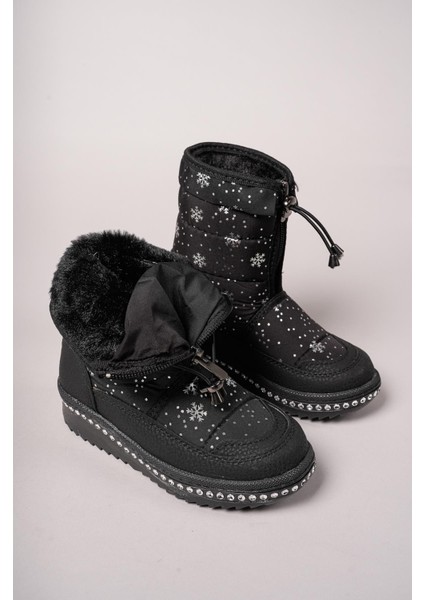 Dicnyr Çocuk Lastikli Kar Botu 001245SIYAH Desenli