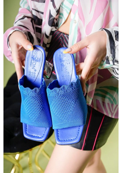 Kadın File Triko Terlik 00124800SAKS Mavi indirimleri