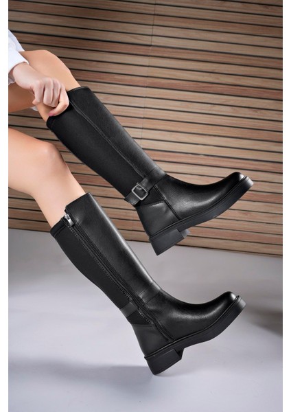 Ienweth Siyah Suni Deri Kalın Topuklu Kadın Çizme – Şık ve Rahat Tasarım, Günlük ve Şehir Kullanımına Uygun fiyatları
