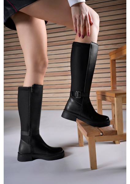 Ienweth Siyah Suni Deri Kalın Topuklu Kadın Çizme – Şık ve Rahat Tasarım, Günlük ve Şehir Kullanımına Uygun indirimleri
