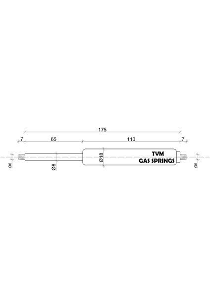 TVM Gas Springs Gazlı Amortisör 175 mm Açık Boy