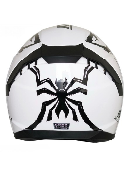 M-910 Beyaz-Siyah-Turuncu Güneş Vizörlü Kask (Siyah Camlı)
