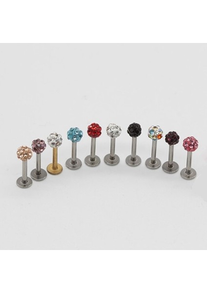 Paslanmaz Kararmaz Cerrahi Çelik Zirkon Taşlı Kıkırdak Dudak Burun Tragus Piercing (Beyaz) indirimleri