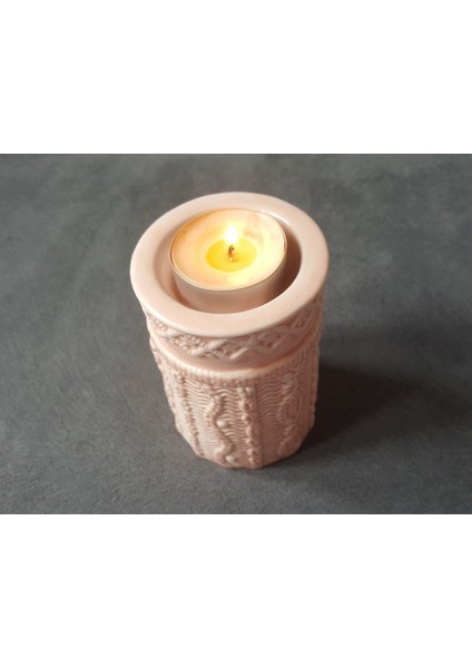 Örgü Kabartmalı Tealight Mumluk Silikon Kalıp K-352