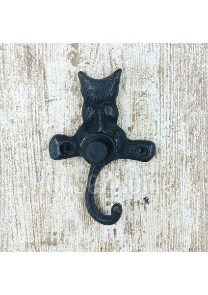 El Yapımı Pirinç Kedi Kapı Zili. Oksit