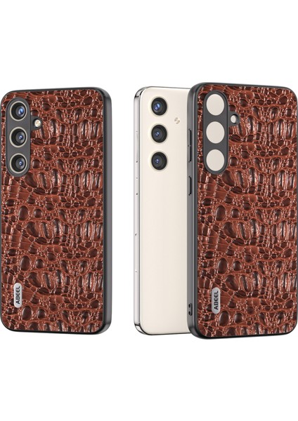 Samsung Galaxy S24+ Doku Kılıfı Inek Deri Kaplamalı Pc+ Tpu Telefon Kapağı (Yurt Dışından)