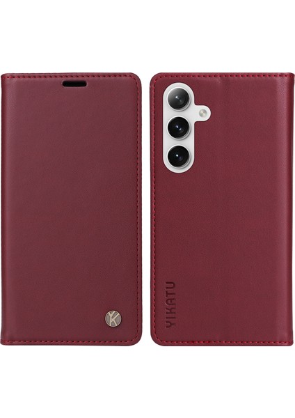 Samsung Galaxy S24+ Manyetik Otomatik Kapanış Deri Telefon Kapağı (Yurt Dışından)
