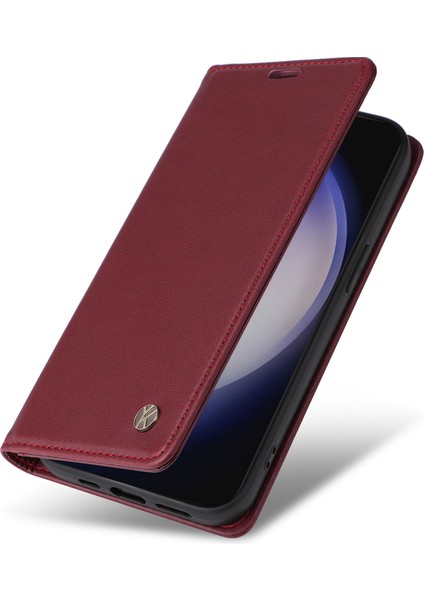 Samsung Galaxy S24+ Manyetik Otomatik Kapanış Deri Telefon Kapağı (Yurt Dışından)