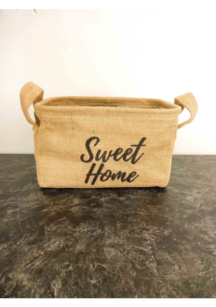 Sweet Home Jüt Hasır Ev Düzenleyici Mutfak Banyo Salon Sepeti Katlanır Sıvı Korumalı Küçük