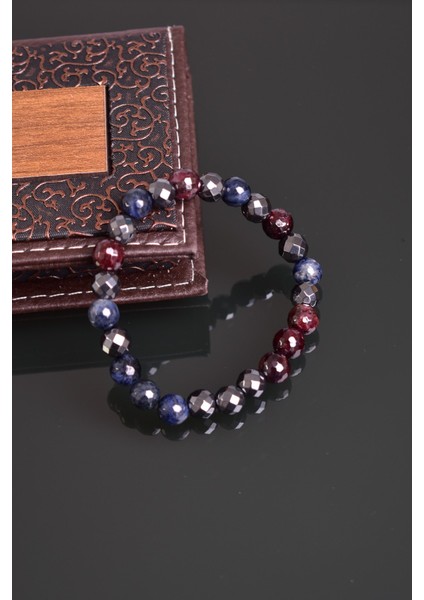Garnet - Hematit - Dumortierit Doğal Taş Bileklik 8 mm modelleri