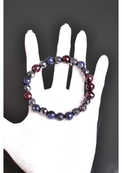 Garnet - Hematit - Dumortierit Doğal Taş Bileklik 8 mm fırsatları