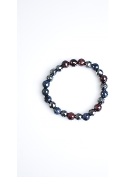 Garnet - Hematit - Dumortierit Doğal Taş Bileklik 8 mm indirimleri