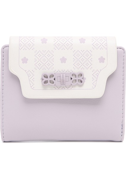 Baskılı Tokalı ve Fermuarlı Kısa Kadın Cüzdanı (Yurt Dışından)