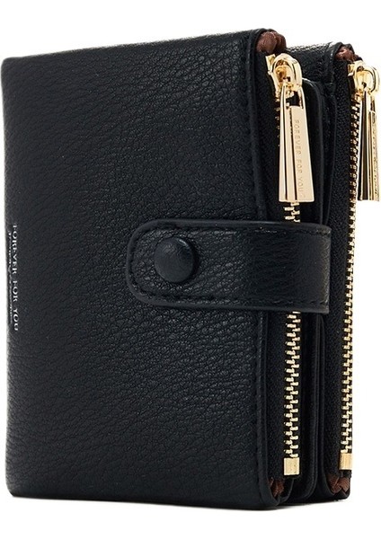 Çift Fermuarlı Çoklu Kart Yuvalı Kısa Kadın Cüzdanı (Yurt Dışından)