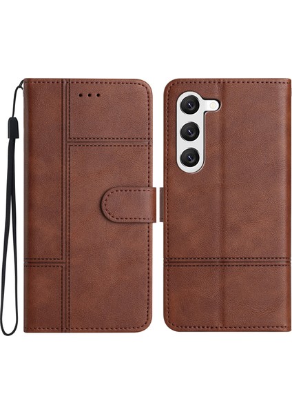 Samsung Galaxy S24+ Deri Kasa Hattı Basılmış Flip Stant Telefon Cüzdan Kapağı (Yurt Dışından)