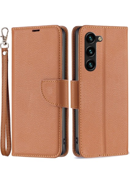 Samsung Galaxy S24+ Stand Pu Deri Cep Telefonu Kapağı Litchi Doku Kabuğu (Yurt Dışından)