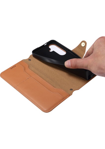 Samsung Galaxy S24+ Cowhide Doku Deri Cüzdan Kapağı (Yurt Dışından)