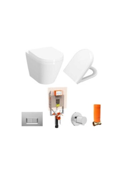 Integra Asma Klozet, Soft Kapak ve Gömme Rezervuar Seti, 54 cm