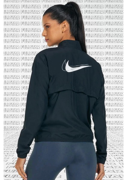 Running Full Zip Jacket Packable Garment Reflective Çantaya Dönüşebilen Spor Ceket Siyah