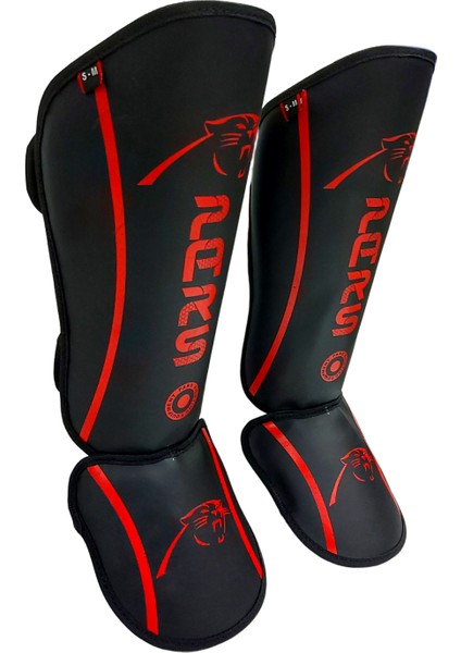 Guard Kick Boks ve Muay Thai Ayak Kaval Koruyucu Siyah-Kırmızı