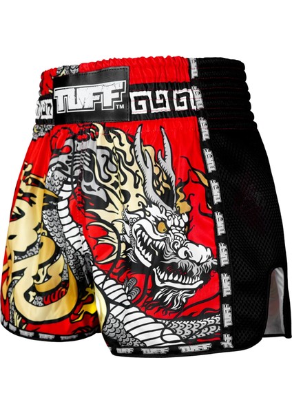 Muay Thai Boxing Shorts New Retro Style Red Chinese Dragon