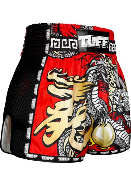 Muay Thai Boxing Shorts New Retro Style Red Chinese Dragon