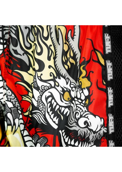 Muay Thai Boxing Shorts New Retro Style Red Chinese Dragon