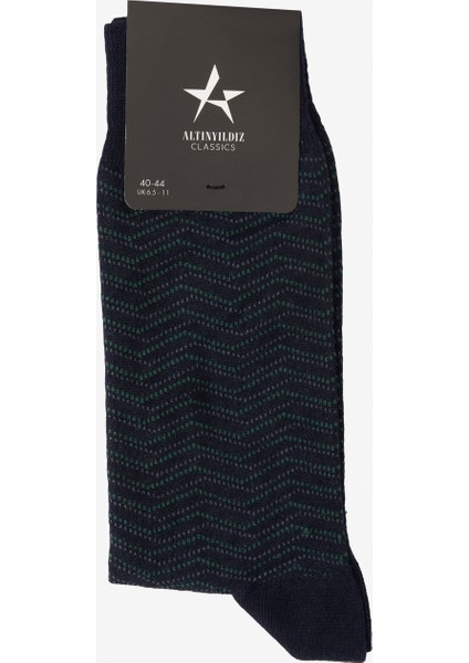 ALTINYILDIZ CLASSICS Erkek Lacivert-Gri Desenli Bambulu Soket Çorap