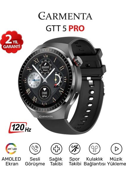 Gtt 5 Pro 120 Hz Amoled Ekranlı Arama Yapan Akıllı Saat 2024-EKG,SPOR Takibi,ıos-Android Akıllı Saat