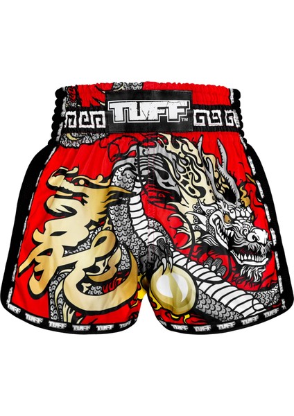 Muay Thai Boxing Shorts New Retro Style Red Chinese Dragon