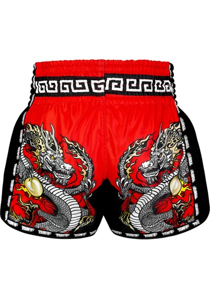 Muay Thai Boxing Shorts New Retro Style Red Chinese Dragon modelleri