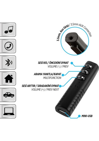 Aux Bluetooth Kit Ses Ayarlı