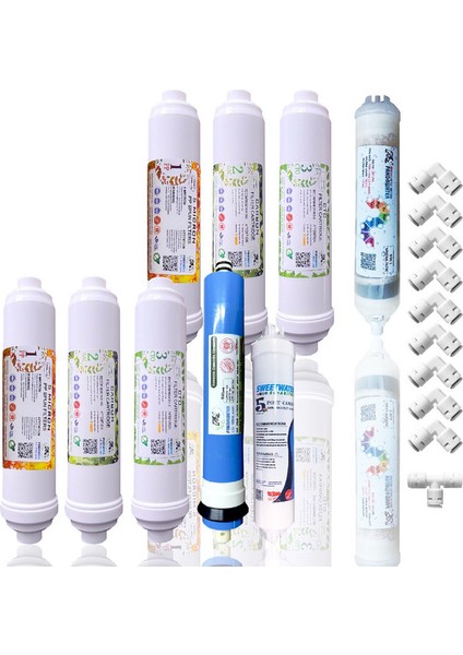 Kapalı Kasa Su Arıtma Cihazı 5li Filtre Seti + 3lü Filtre Seti + 9 Lik Miniral + 7 Deresek + Tee